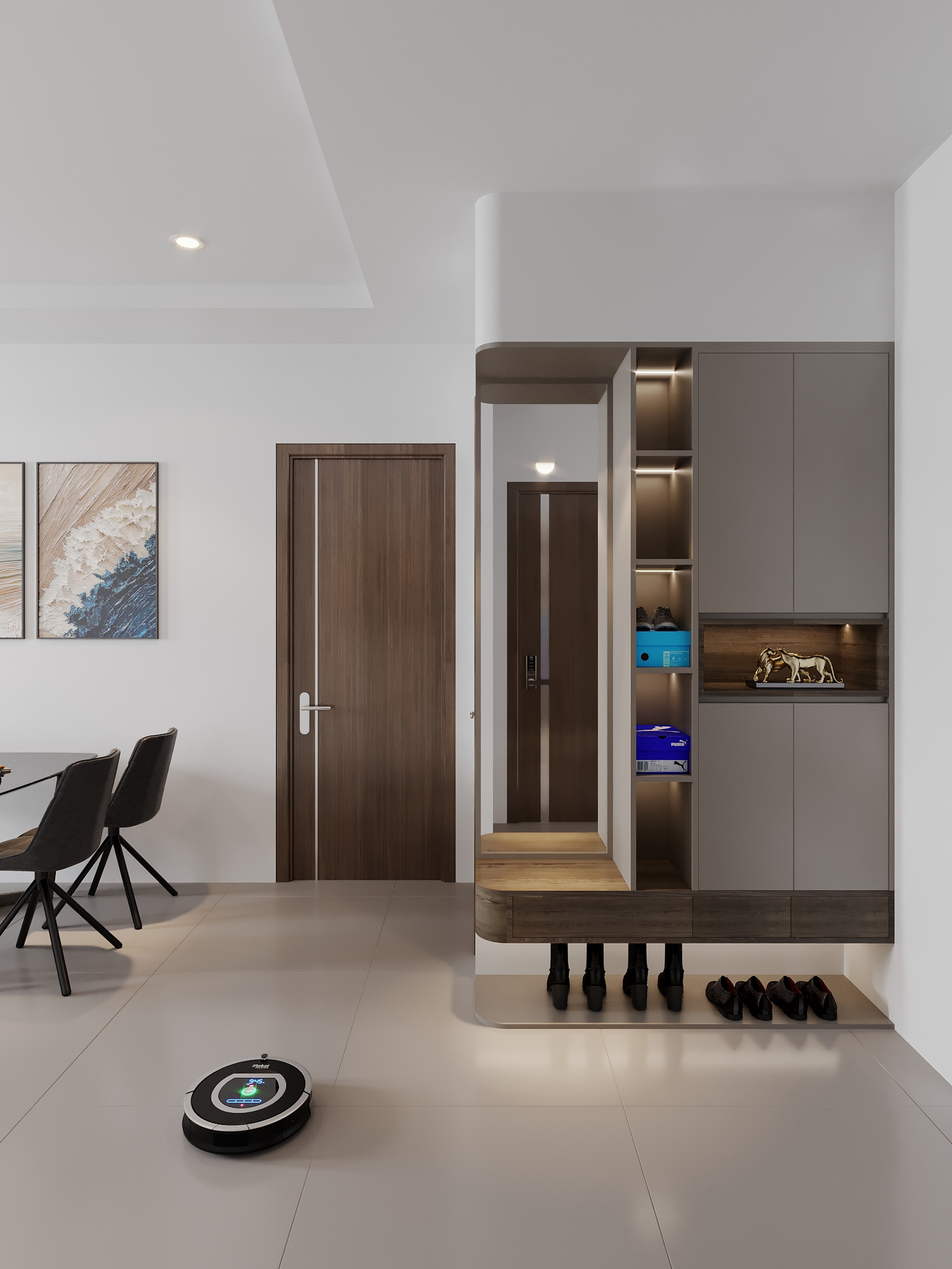 Nội thất chung cư 67m2- Thiết kế tủ giày