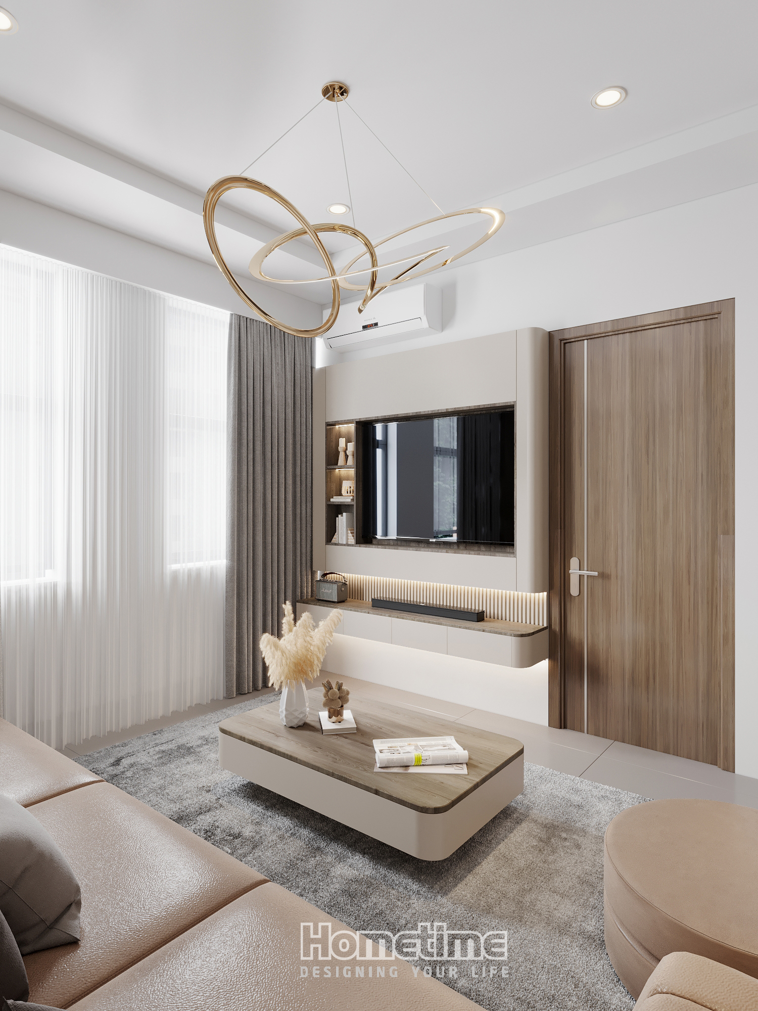 Nội thất chung cư 67m2- Thiết kế vách tivi