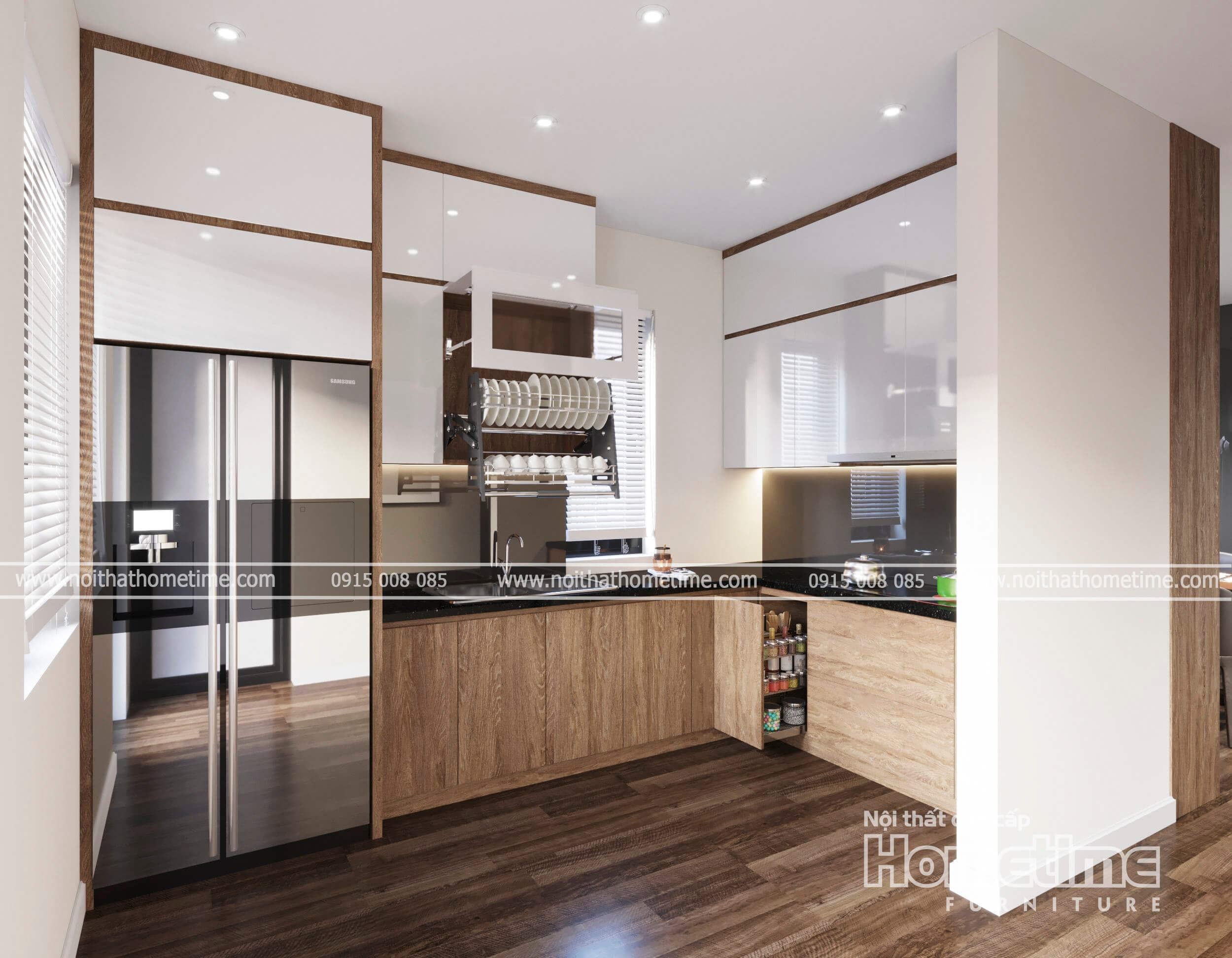 thiết kế tủ bếp nhựa cho phòng bếp nhỏ nhà anh Hiệp
