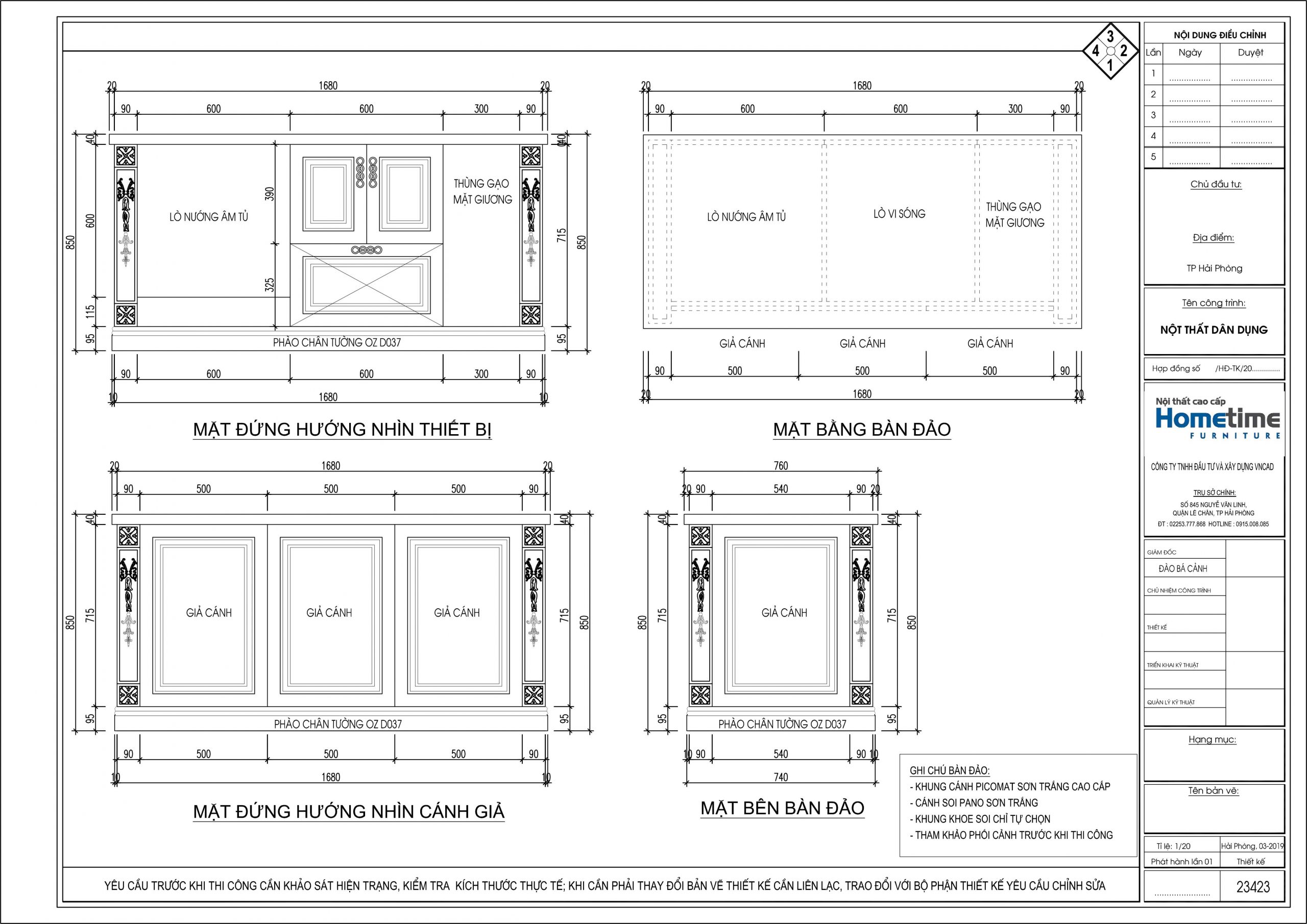 Bản thiết kế tổng quan về gian bếp
