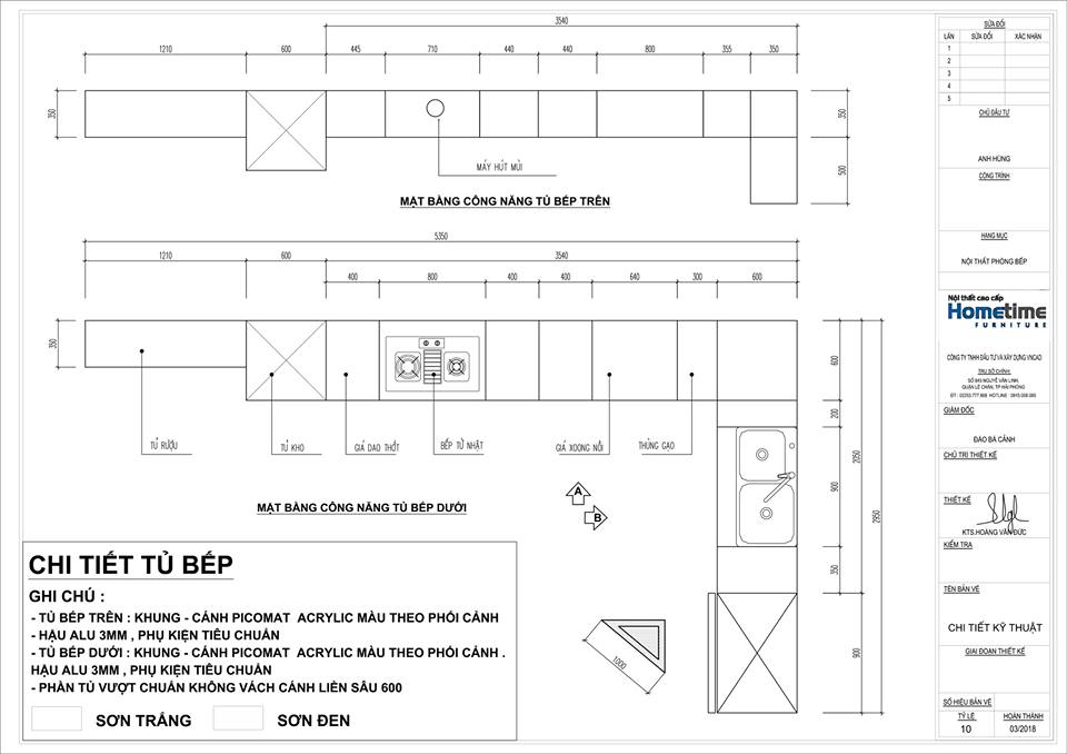 hình ảnh 2D bản vẽ kỹ thuật tủ bếp cao cấp nhà anh trung