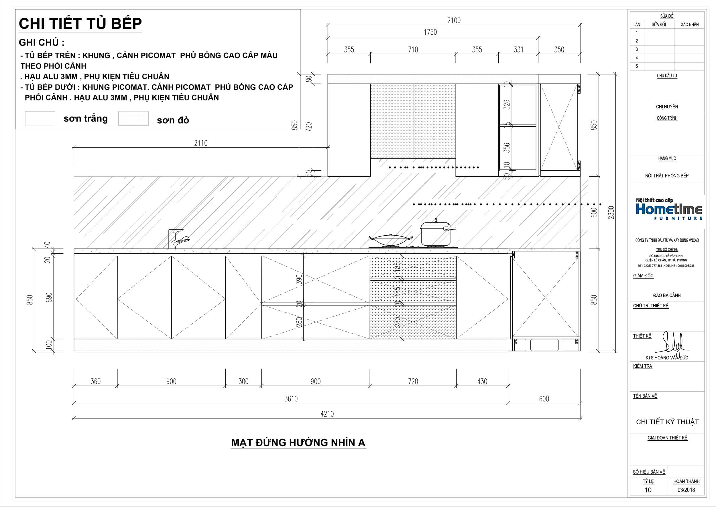 Hình ảnh mặt chiếu đứng tủ bếp cao cấp nhà chị Huyền