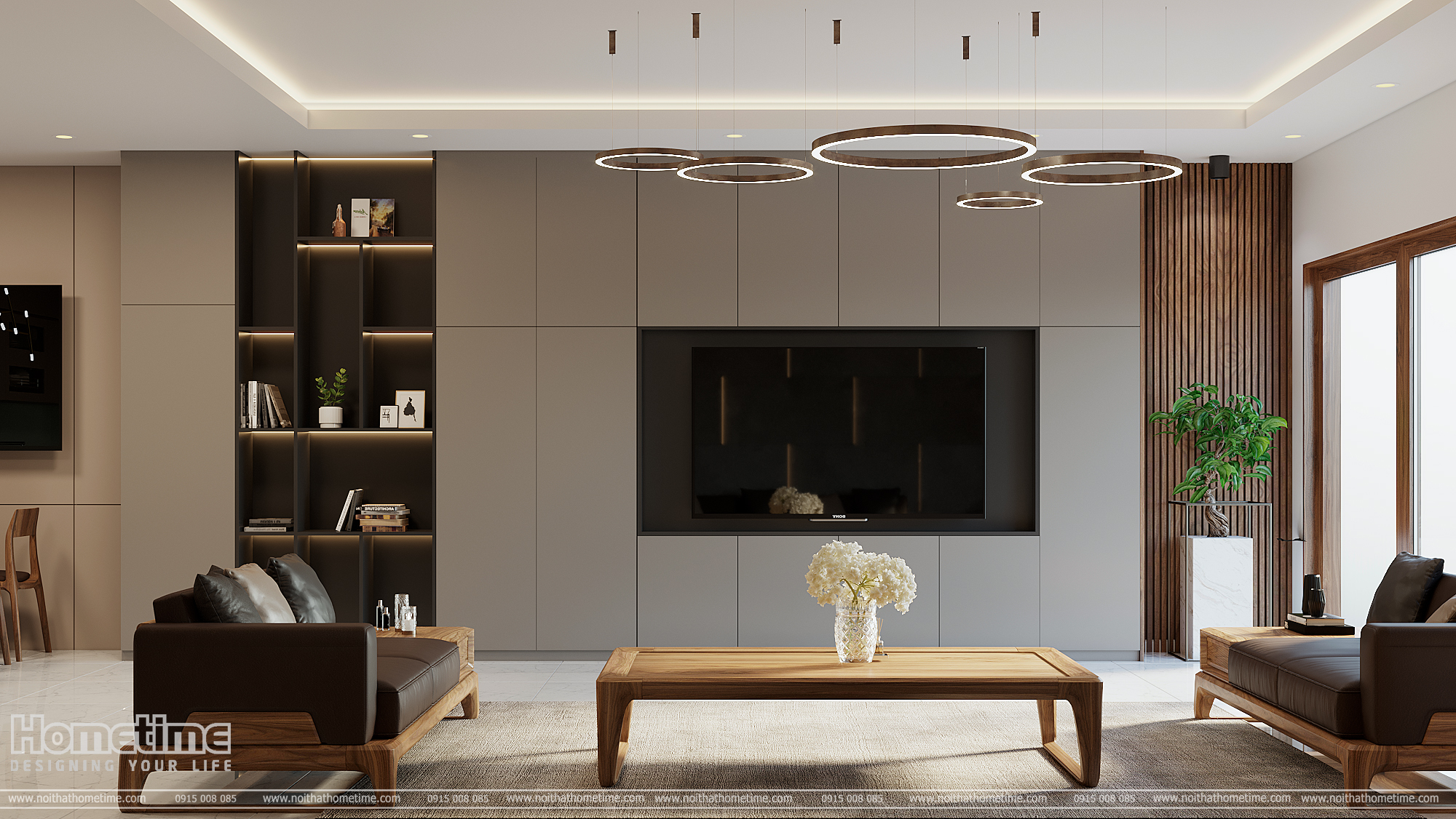 Hệ thống bức vách tivi khá độc đáo