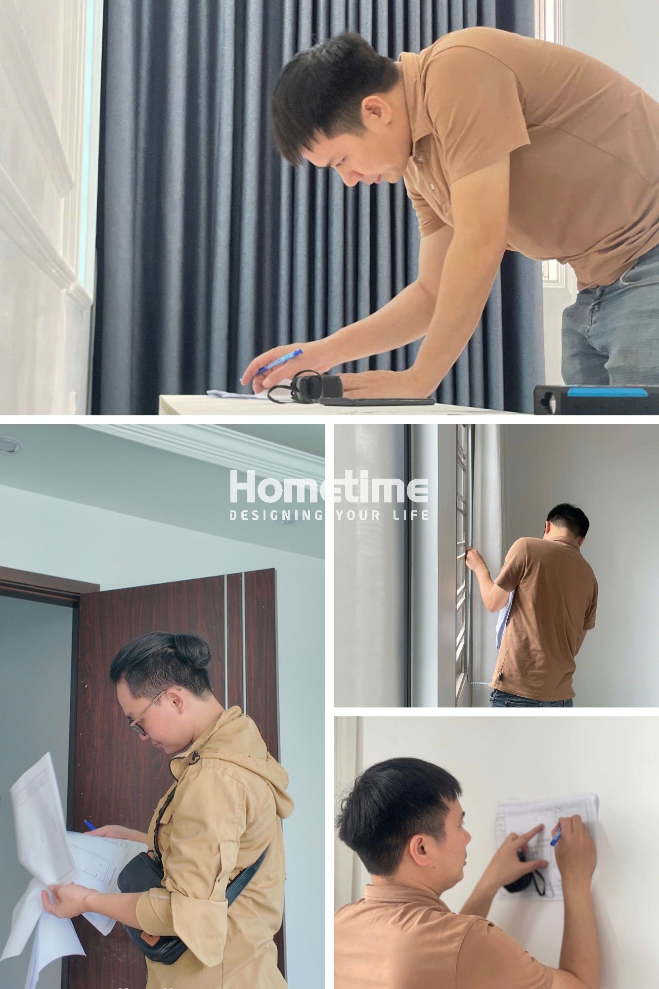 Kiến trúc sư và kỹ thuật xưởng Hometime khảo sát tại công trình