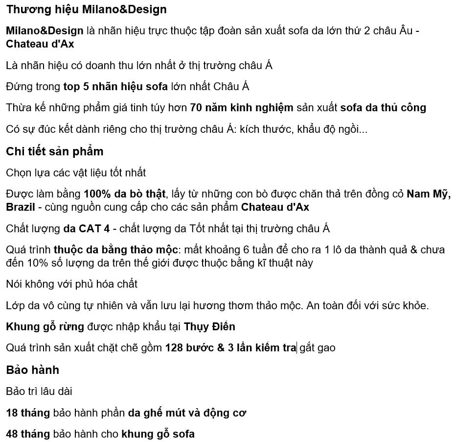 Thông tin sản phẩm của Sofa da thật E130 văng 3