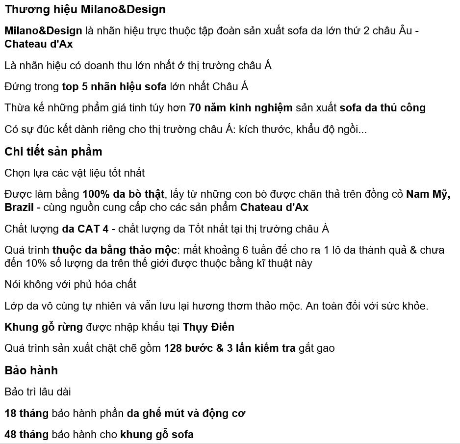Thông tin sản phẩm của Sofa da thật EE27 văng đơn trắng