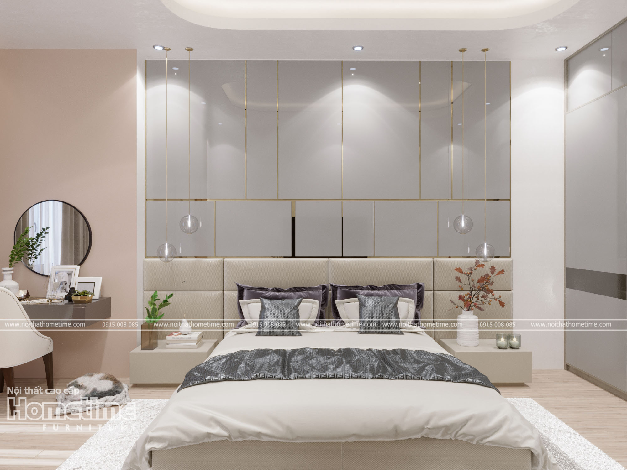 Nội thất phòng ngủ sử dụng chất liệu gỗ MDF chống ẩm