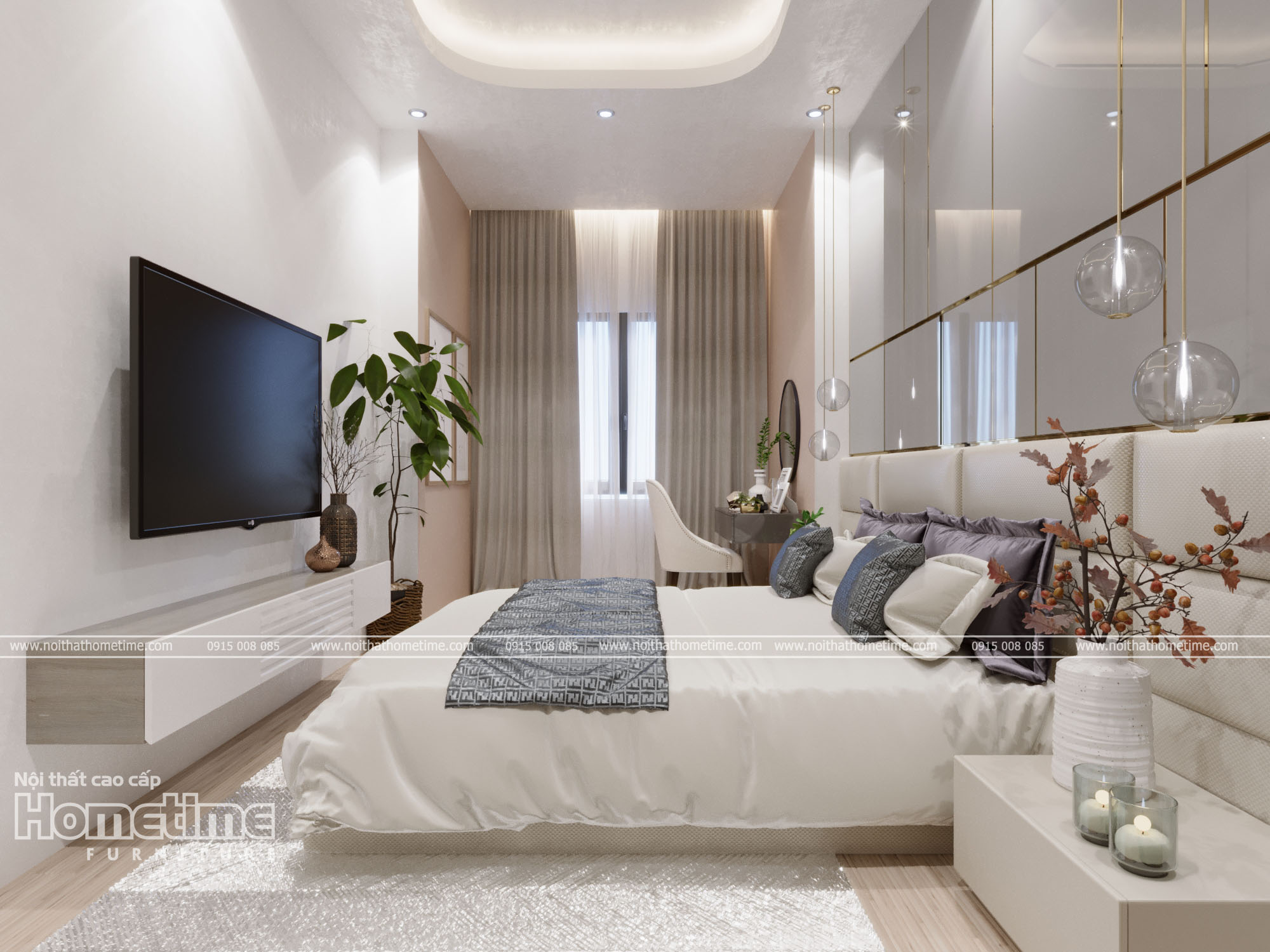 Hình ảnh nội thất phòng ngủ nhà anh Long chụp từ cửa vào