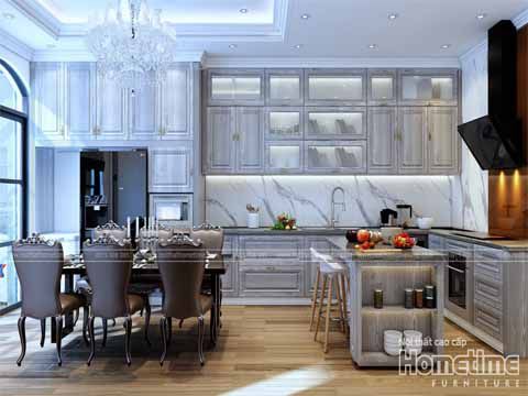 Mẫu thiết kế tủ bếp tân cổ điển biệt thự Vinhomes Imperia Hải Phòng