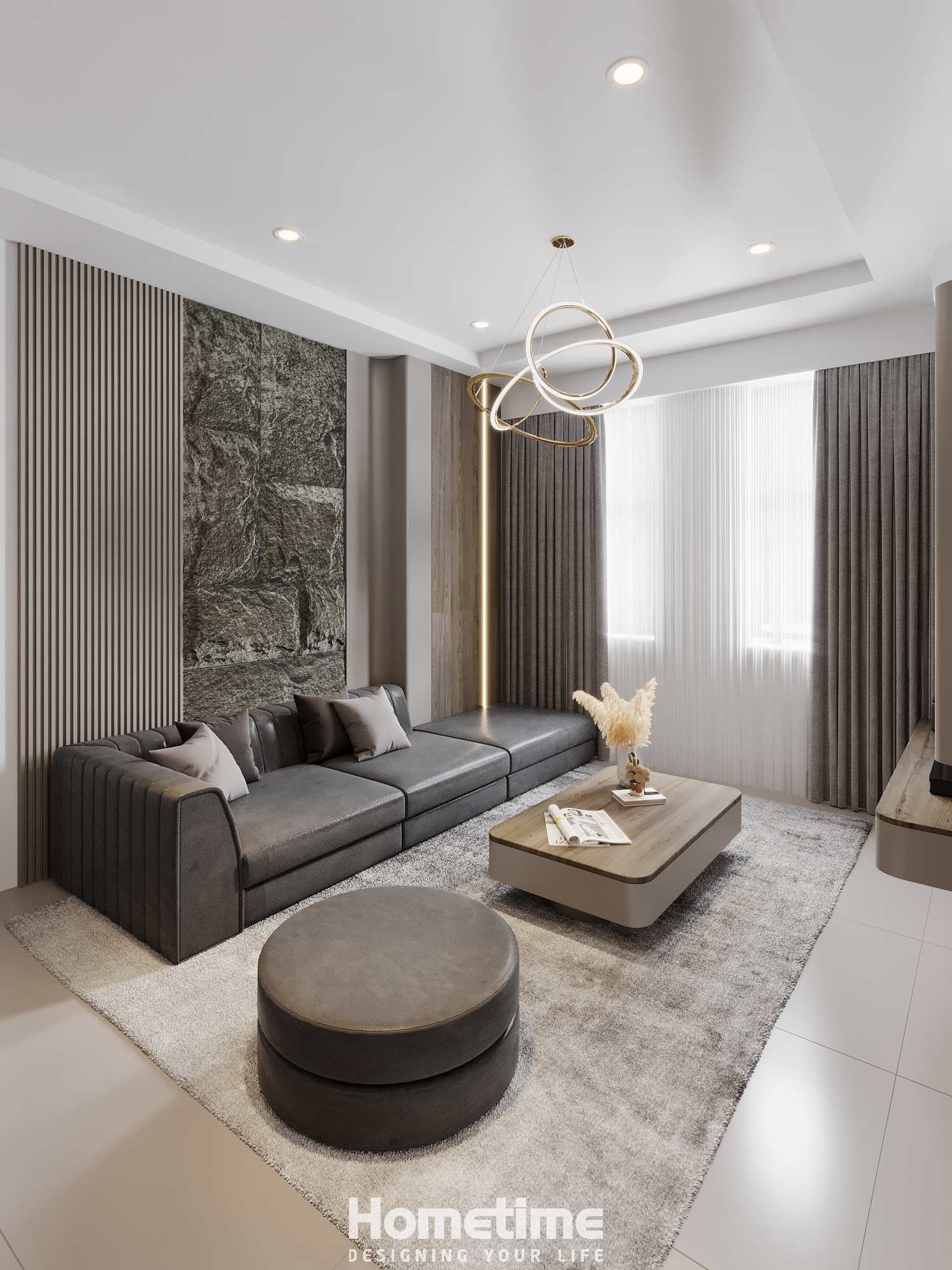 Nội thất chung cư 67m2- Thiết kế vách sofa