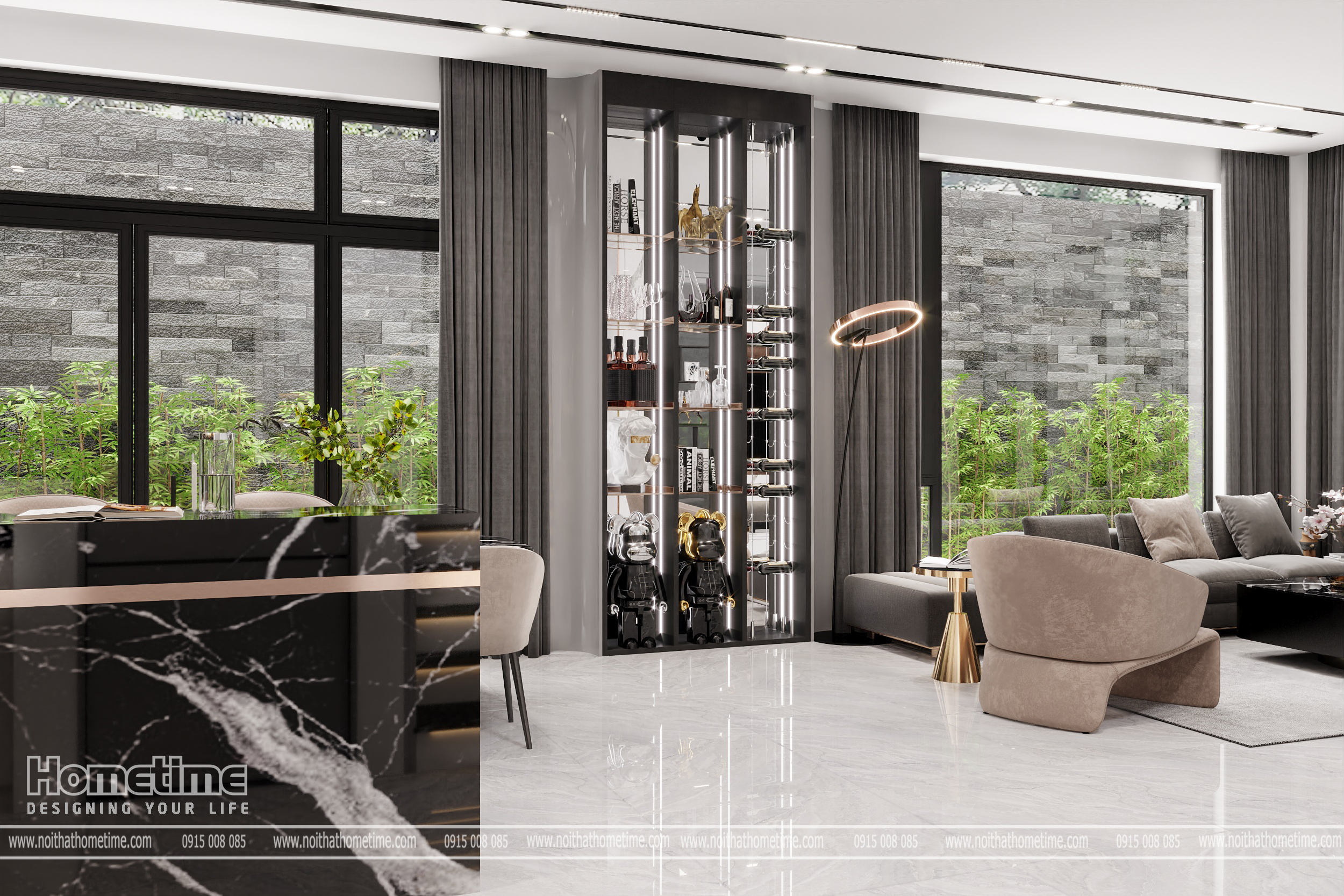 Chiếc kệ tivi giữa 2 cánh cửa 