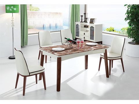 Bàn ăn đẹp Hải Phòng, Bàn ăn mặt đá chân gỗ nâu NKHT681+13