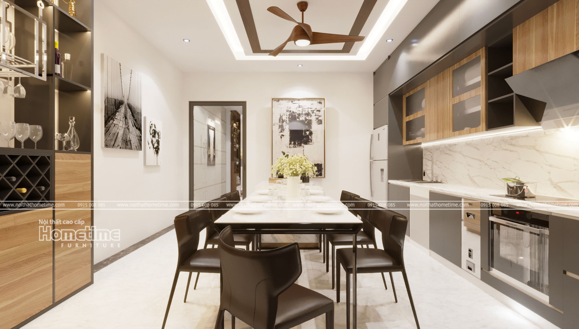 Mẫu thiết kế nội thất phòng bếp hiện đại tiện nghi