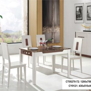 Bàn ăn 1m2 mặt đá công nghiệp chân gỗ nhập khẩu CT05270+72