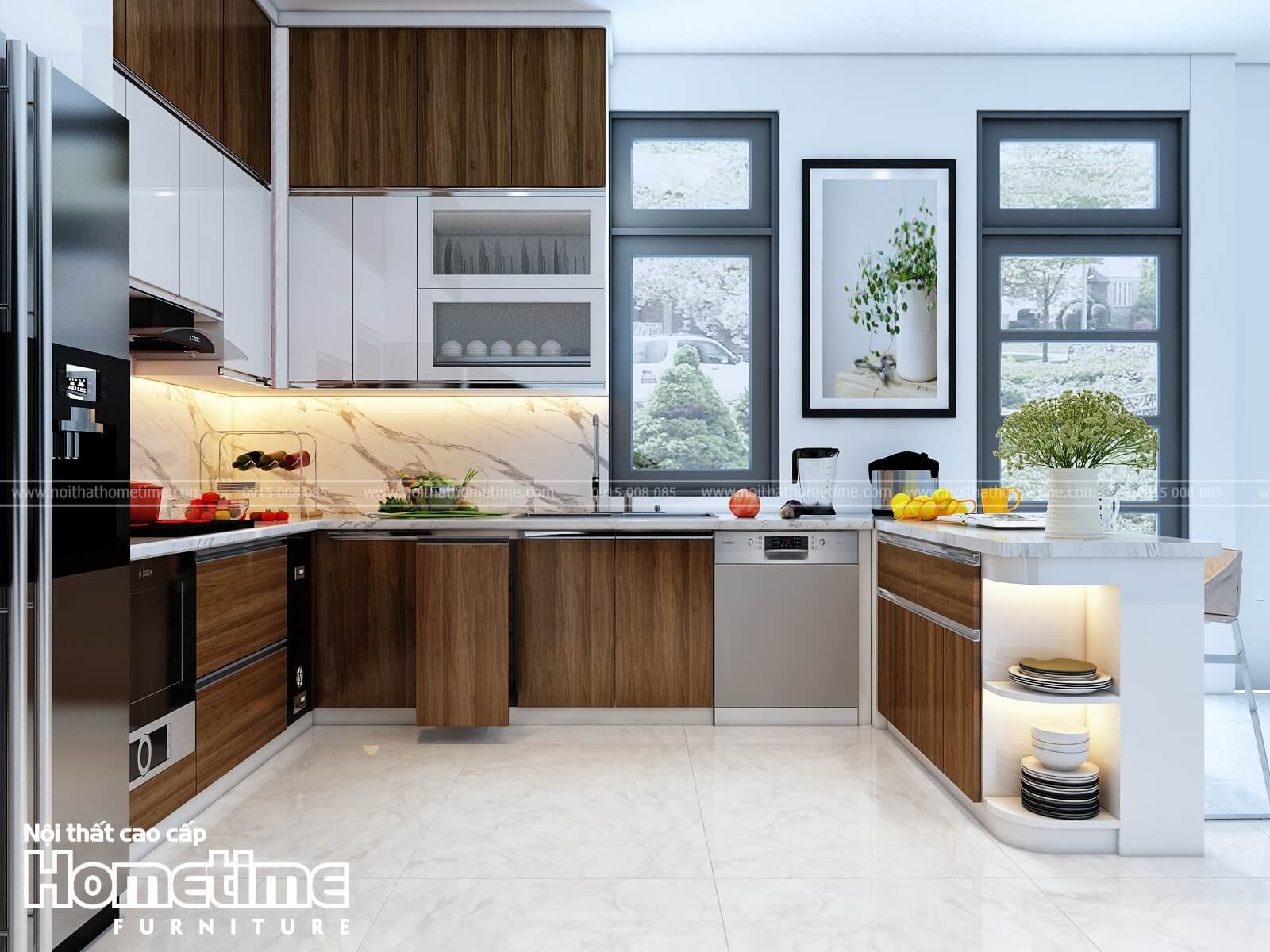 hình ảnh tủ bếp kịch trần cao cấp nhà chị Vân