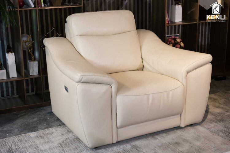 Sofa da thật EE27 văng đơn trắng cao cấp
