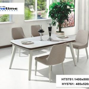 Bộ bàn ăn 1m4 mặt đá công nghiệp nhập khẩu cao cấp HT5751-2
