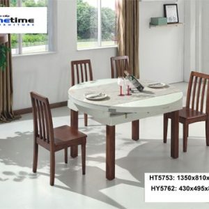 Bộ bàn ăn 1m35 đa năng mặt đá tự nhiên nhập khẩu HT5753-2