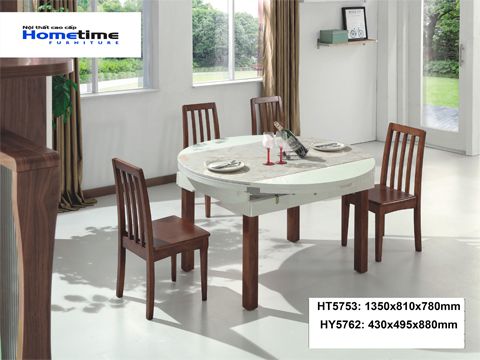 Bộ bàn ăn 1m35 đa năng mặt đá tự nhiên nhập khẩu HT5753-2