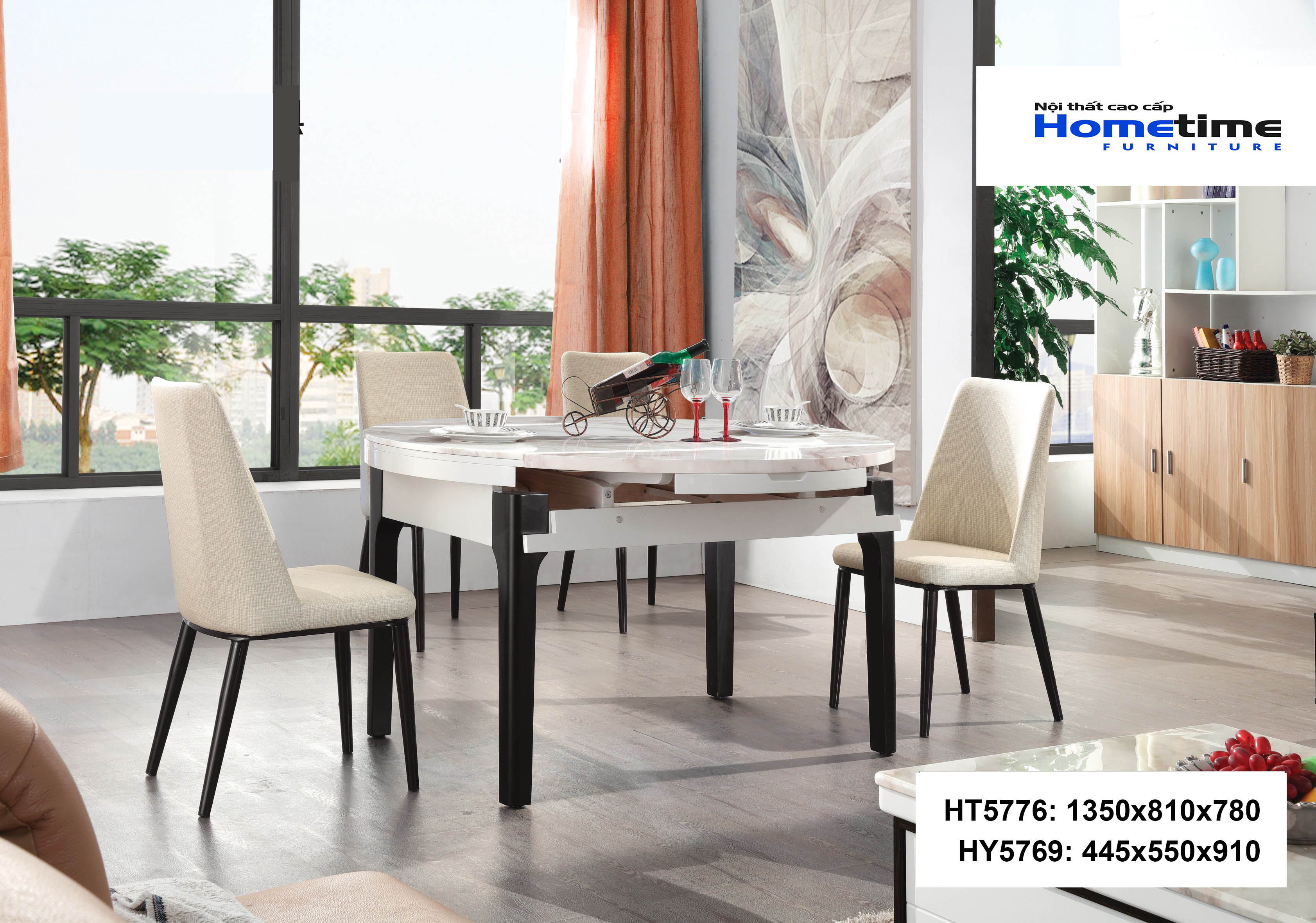 Bàn ăn HT5776-2 nhập khẩu phong cách hiện đại