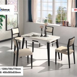 Bộ bàn ăn chữ nhật mặt đá loại nhỏ nhập khẩu cao cấp HT5777-2