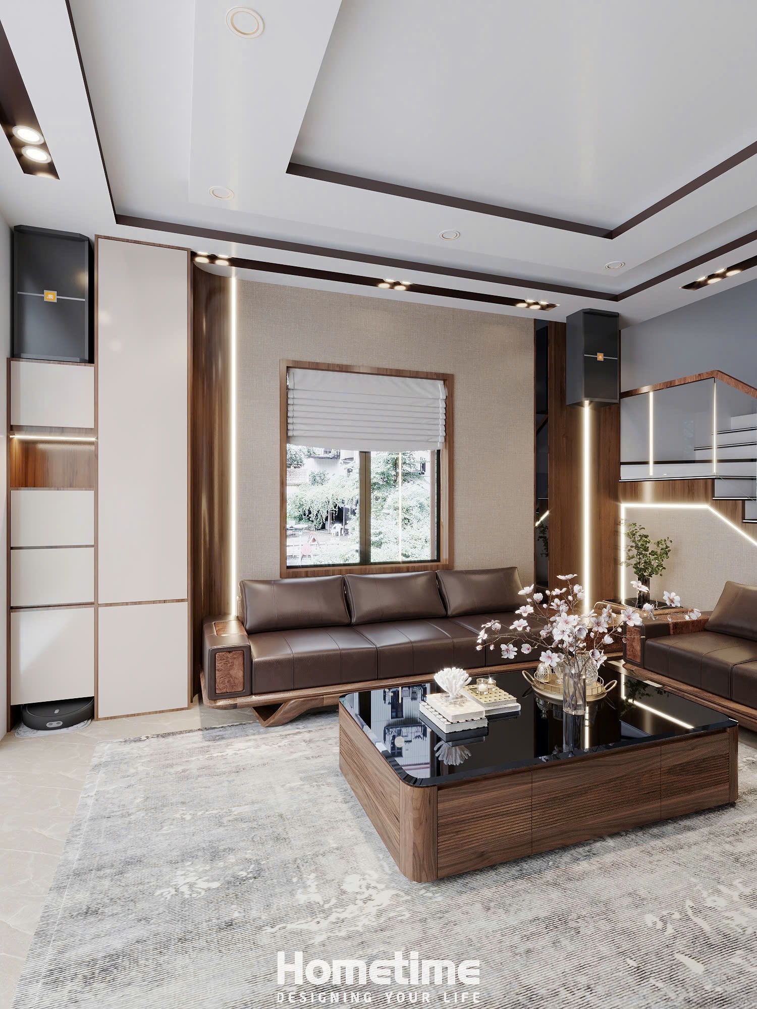 Thiết kế phòng khách anh Dương- Bộ sofa da cao cấp