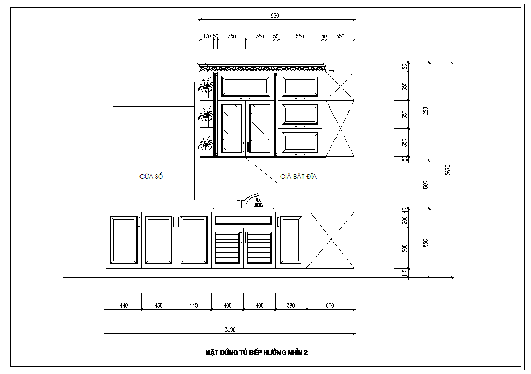 Hình ảnh tủ bếp theo hướng nhìn 2