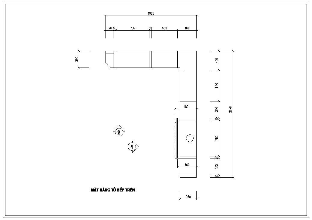 Hình ảnh mặt bằng tủ bếp trên