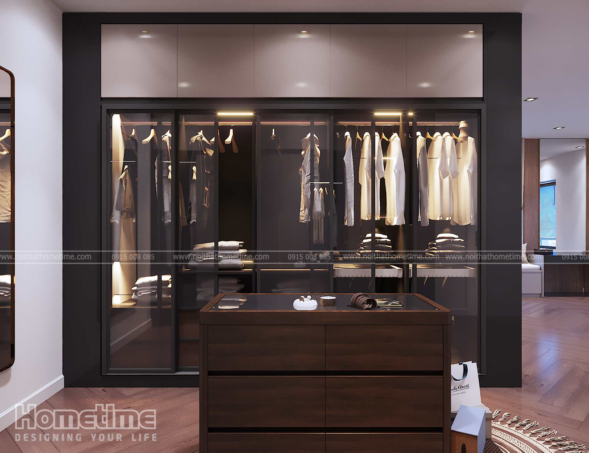 Tủ quần áo cánh kính khung nhôm inox cao cấp