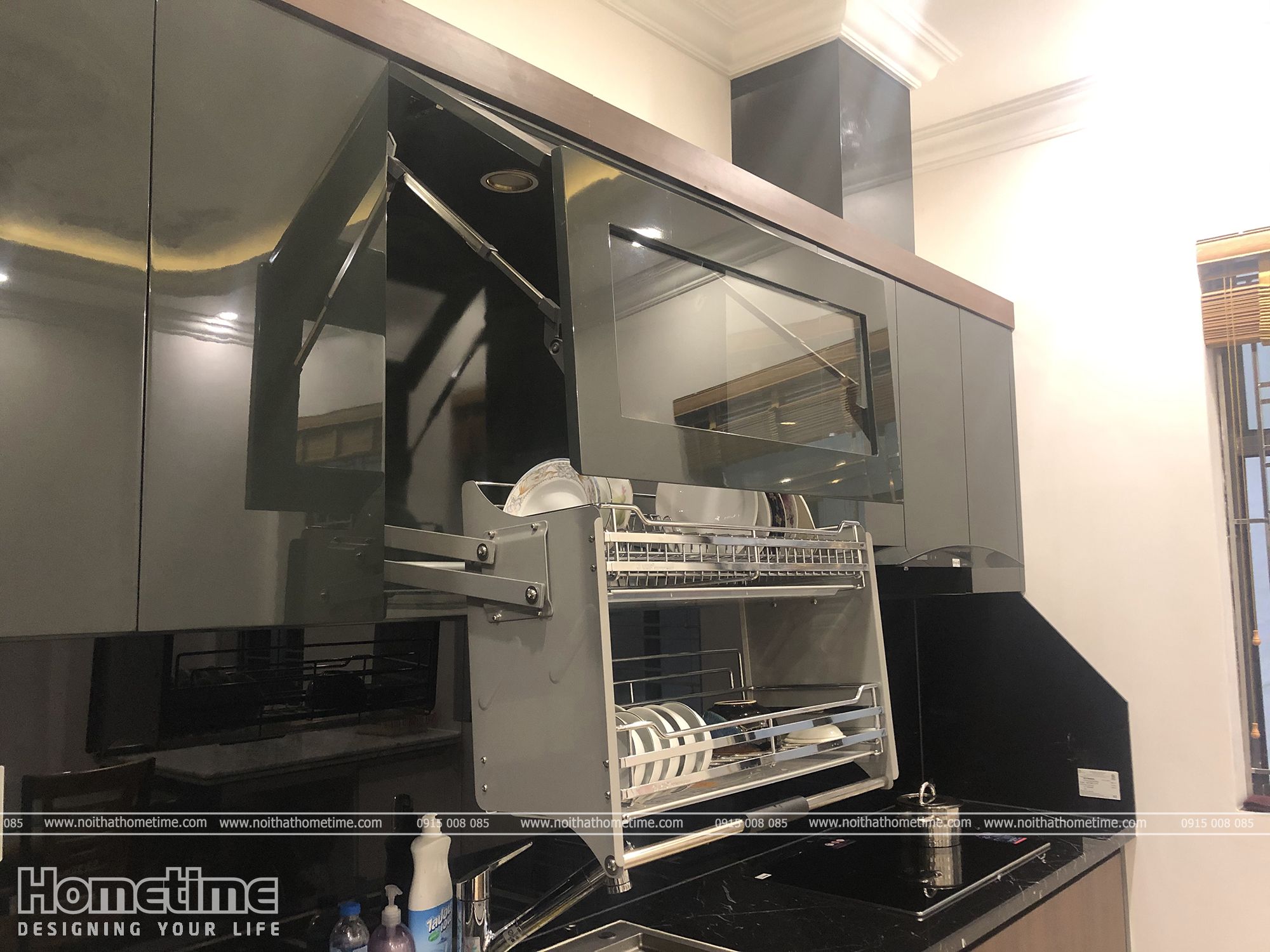 Giá bát đĩa nâng hạ tiện dụng
