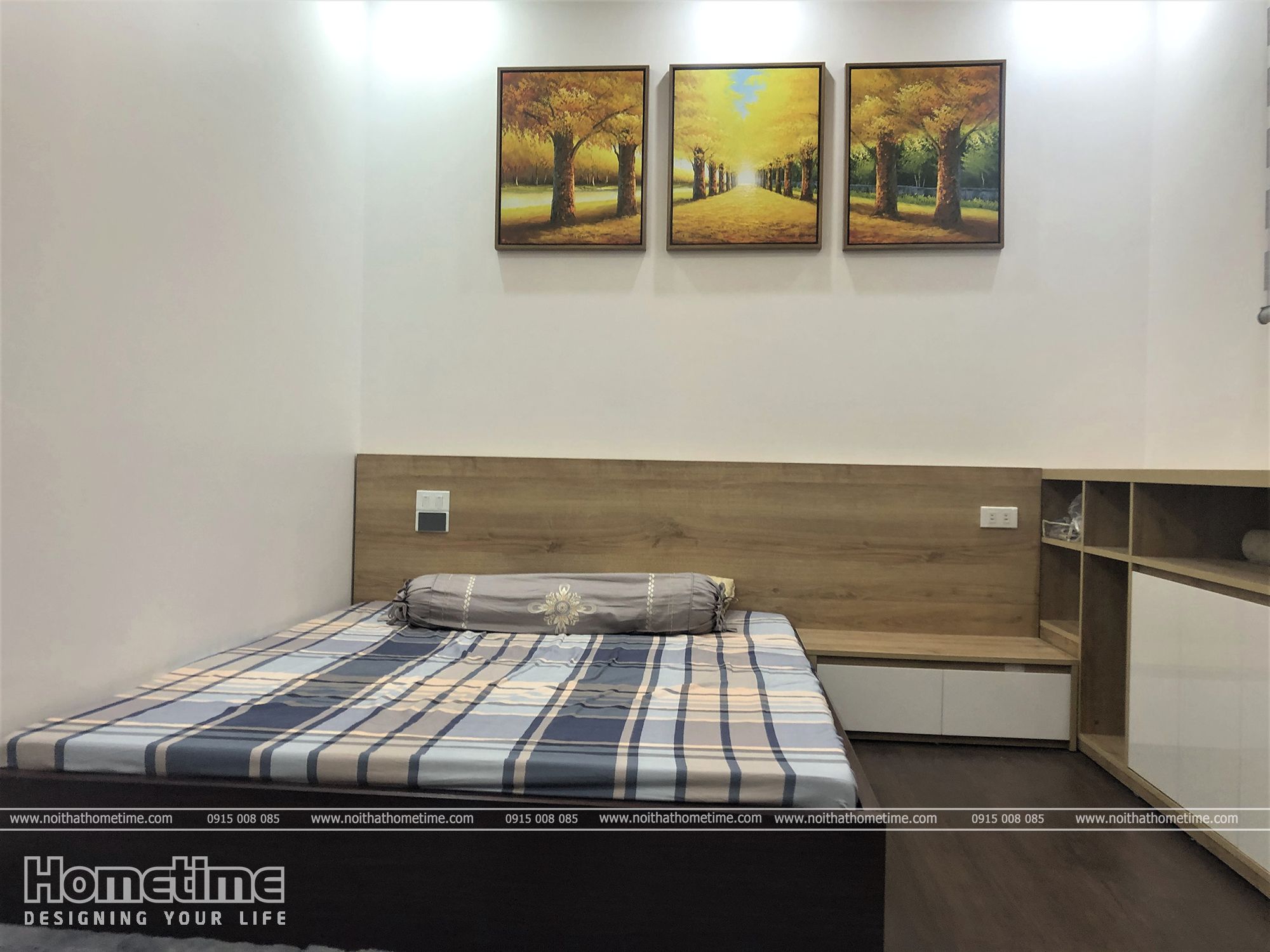 Giường ngủ gỗ MDF chống ẩm nhỏ gọn êm ái
