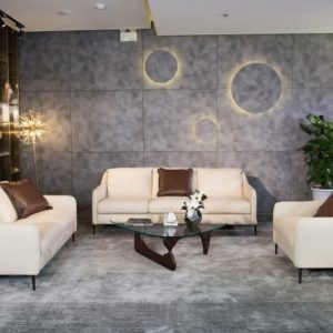 Sofa da thật E130 full bộ màu trắng