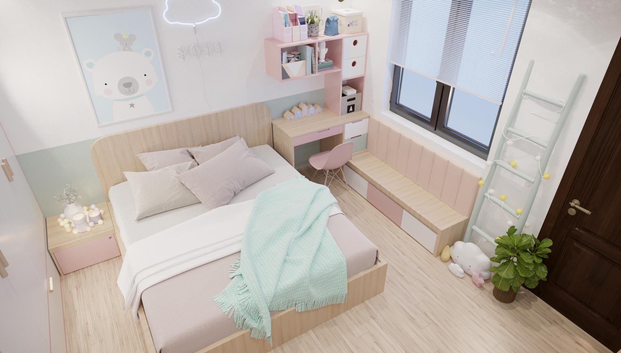 Hình ảnh về góc nghiêng của toàn bộ chiếc giường ngủ