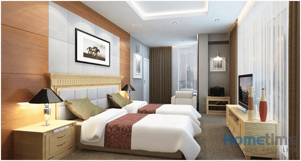 Không gian phòng ngủ khách sạn mini đẹp đầy đủ tiện nghi