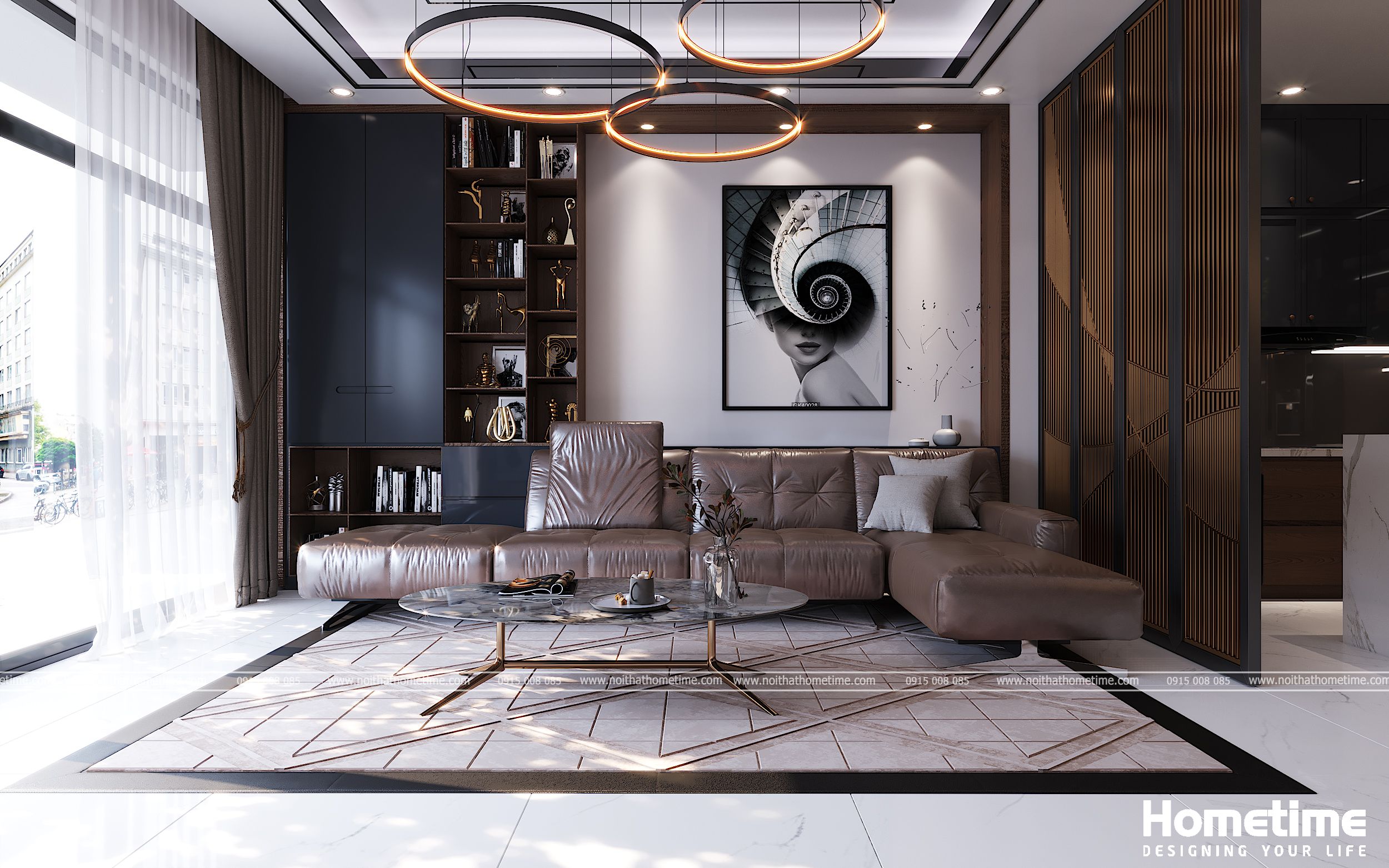 Bộ sofa màu nâu cafe sang trọng hiện đại
