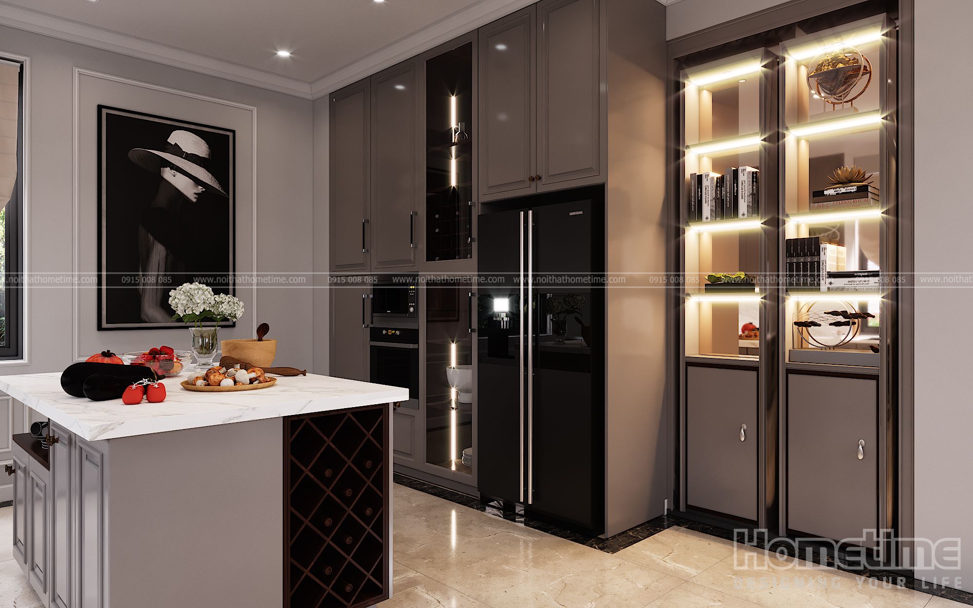 Đèn led gắn trong tủ giúp tăng thêm tính thẩm mỹ cho bộ sản phẩm