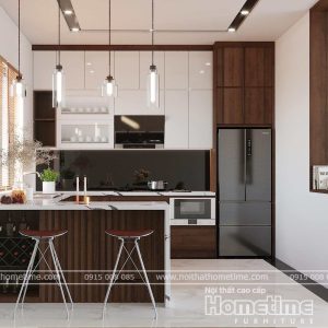 Thiết kế tủ bếp kịch trần nhà anh Ninh – Lưu Kiếm – Thủy Nguyên