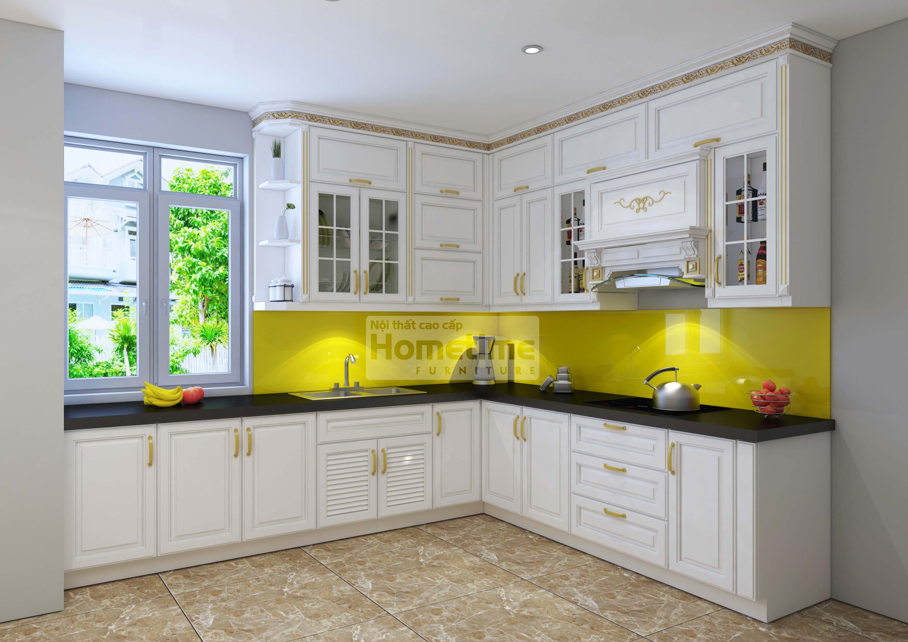 Thi công tủ bếp Tân Cổ ĐIển nhà chị Nguyệt Thái Bình