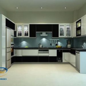 Tủ bếp nhựa picomat Hải Phòng, tủ bếp chữ U phong hiện đại