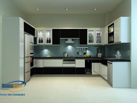 Tủ bếp nhựa picomat Hải Phòng, tủ bếp chữ U phong hiện đại