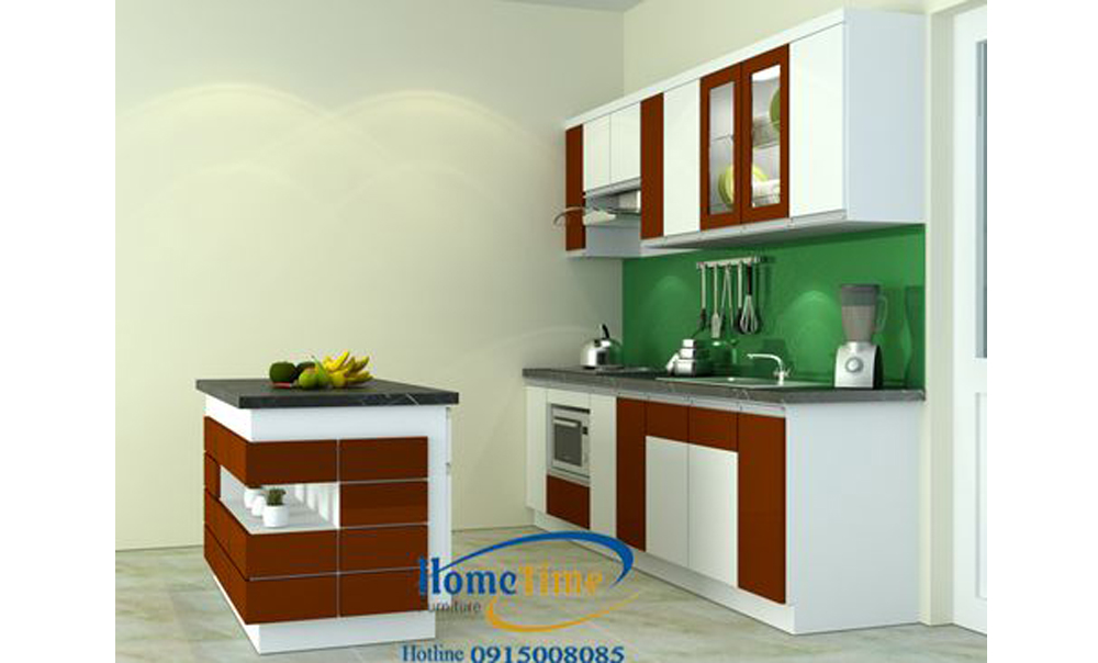 tu-bep-dep-ket-hop-ban-dao-hai-phong-2 Bàn đảo tủ bếp nhựa phủ laminate màu gỗ nâu TN19