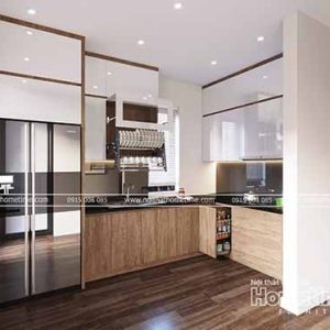 Mẫu thiết kế tủ bếp nhựa nhỏ xinh nhà anh Hiệp, Kiến Thụy, Hải Phòng