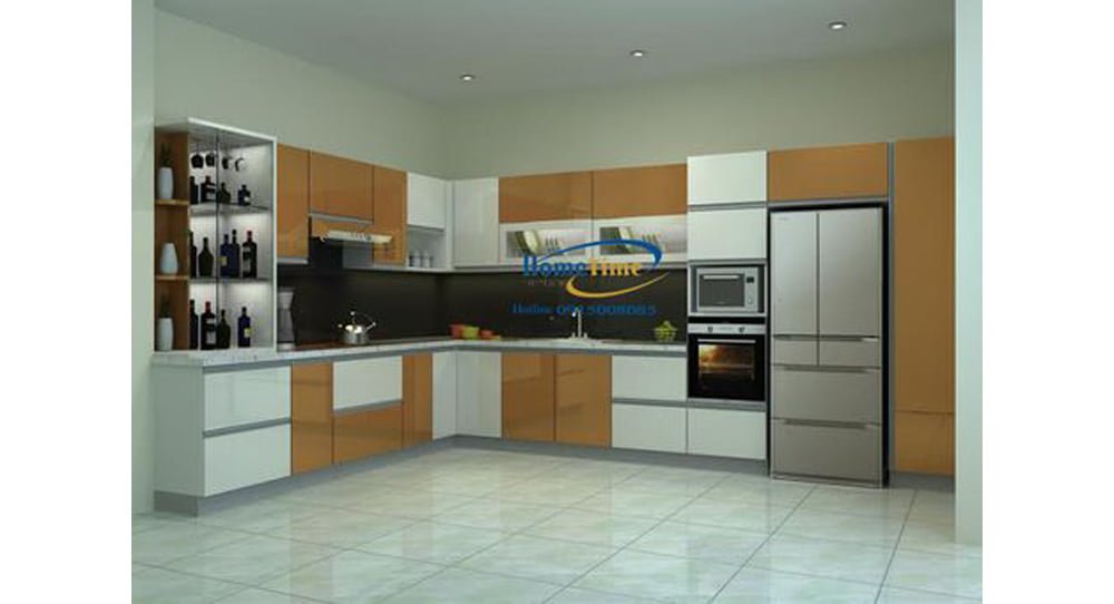 Hình ảnh tủ bếp nhựa phủ acrylic bóng tráng gương nhà anh Mạnh