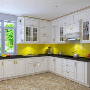 Thiết kế tủ bếp Tân Cổ Điển sang trọng nhà chị Nga