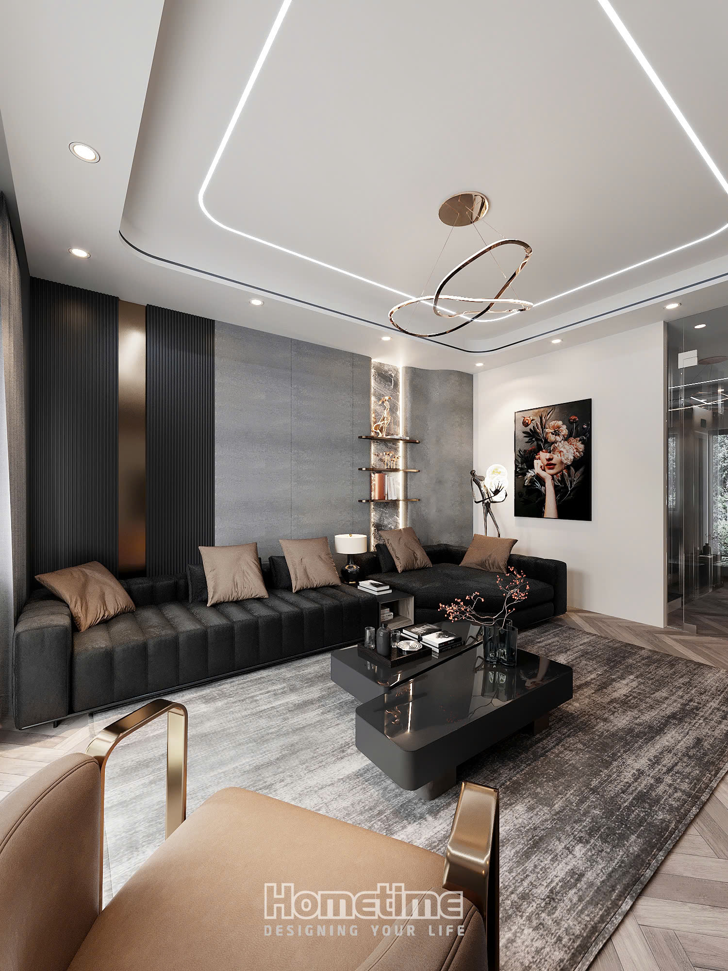 Thiết kế nội thất Noir Luxe– Vách sofa – Đơn giản nhưng đầy tinh tế