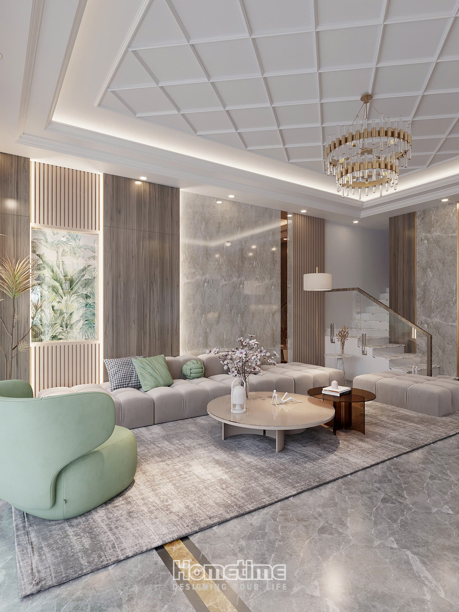 Blue house- Vách sofa nội thất phòng khách